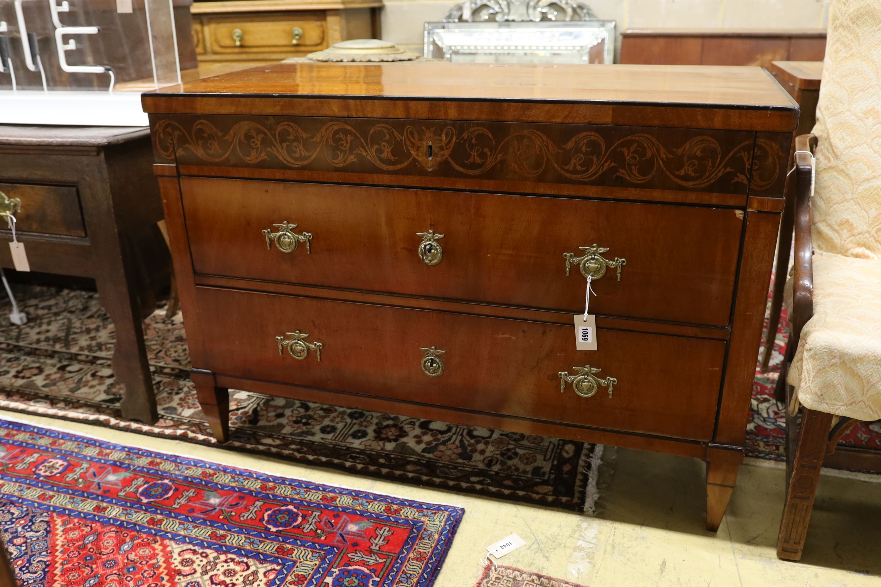 A Biedermeier style mahogany commode, width 112cm, depth 53cm, height 78cm